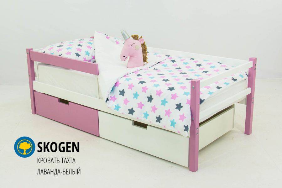детская деревянная кровать-тахта бельмарко skogen лаванда-белый в Подольске