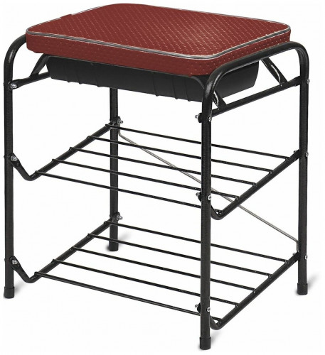 банкетка для обуви 2 полки с сиденьем из винилискожи и ящиком для хранения красный/черный в Подольске