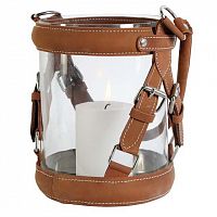 подсвечник-фонарь стеклянный с кожаными ремнями equestrian от eichholtz, 21 см в Подольске