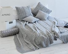 комплект плед с косами (180*220) и 2 наволочки (50*50) серый в Подольске