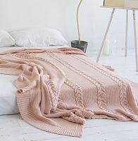 комплект плед с косами (180*220) и 2 наволочки (50*50) св. персик в Подольске