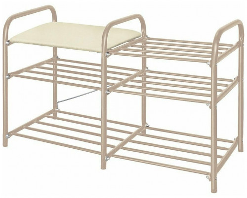 этажерка для обуви inhome эти3 с сиденьем с 3 полками, 790х330х500мм и с нагрузкой до 100 кг, бежевый в Подольске