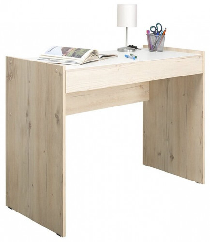 стол письменный моби айс 12.33, размер ш 108 х г 52 х в 81.5 см, цвет гаскон пайн светлый, белый ре шагрень в Подольске