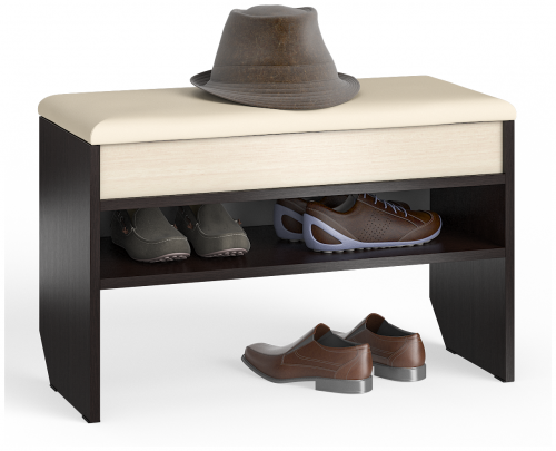тумба для обуви мд-10 с нишей и мягким сиденьем, цвет венге/дуб в Подольске