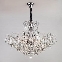 подвесная люстра eurosvet crystal 10080/12 хром/прозрачный хрусталь strotskis в Подольске