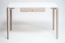 рабочий стол alfa compact с белой столешницей и бежевыми ножками в Подольске