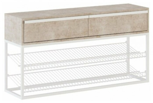 консоль обувница, 1150*300*800, белый муар, лдсп (камень светлый) в Подольске