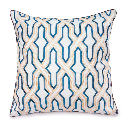 декоративная подушка квадратная с синим геометрическим узором в Подольске
