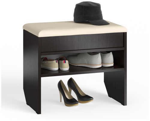 тумба для обуви мд-9 с нишей и мягким сиденьем, цвет венге в Подольске