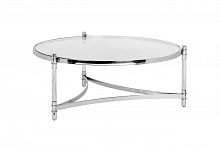 круглый журнальный столик со стеклянной столешницей на хромированном основании d104x43,5 см в Подольске