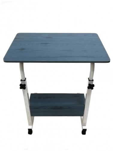 прикроватный столик для ноутбука, с полкой, с регулировкой высоты на колесиках, синий в Подольске