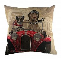 подушка с забавными собаками на красном автомобиле doggie drivers red в Подольске