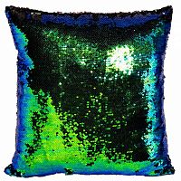 подушка квадратная пайетки синие-зеленые в Подольске