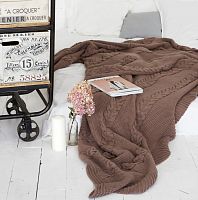 комплект плед с косами (180*220) и 2 наволочки (50*50) св. кофейный в Подольске