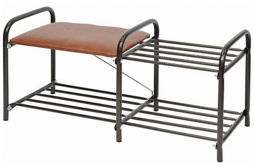 этажерка для обуви nika люкс 1 с сиденьем, 790х330х360 мм, нагрузка до 100 кг, медный антик в Подольске